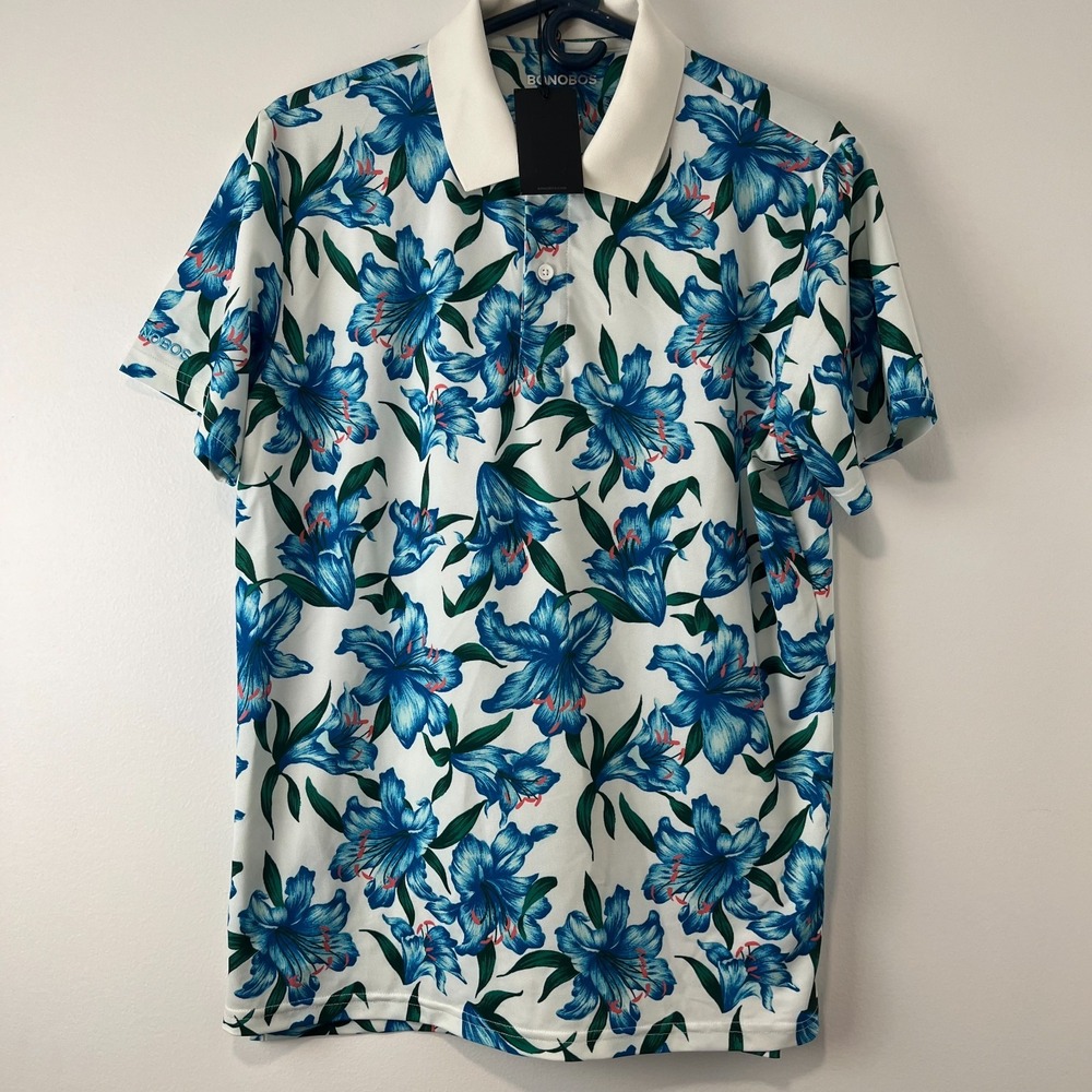 bonobos shirt mens M polo golf slim fit Floral Hawaiian short sleeve Preppy